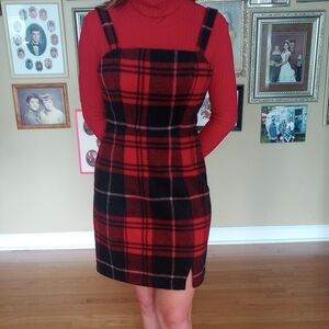 Copper Key Red and Black Plaid Dress With Red Turtle Neck Sweater